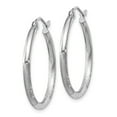 thumbnail image 4 of Diamond2Deal 10K White Gold Satin and Diamond-Cut 2mm Round Hoop Earrings for Women (L- 0.99 inch, W- 0.08 inch), 4 of 6