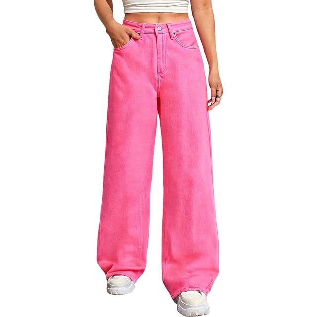 Pantalones de Mujer Traje Casual Denim Color Sólido Bolsillo Trabajo Pantalones de Cintura Portátiles Pantalones Casuales de Mujeres