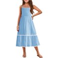 thumbnail image 2 of Arshiner Girls Spaghetti Strap Dress Tiered Cami Maxi Sundress with Pockets | Girls Summer Dresses for Kids 6-14 Years, 2 of 5