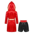 thumbnail image 2 of Sinleey Costumes de Boxe pour Enfants Garçons Filles Tenues de Fête 2 Pcs Robe de Boxe et Shorts de Boxe Bourgogne&Noir 12, 2 of 4