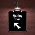 thumbnail image 2 of Waiting Room 45 Degree Up Left Arrow BLACK Aluminum Composite Sign, 20"x24", 2 of 9