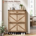 thumbnail image 3 of Conate Armoire de Rangement pour Chaussures avec 2 Tiroirs Basculants et 2 Tiroirs, Armoire à Chaussures Mince Style Ferme pour Entrée, Rotin Chêne Rustique, 3 of 13
