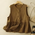 thumbnail image 2 of SXCXLSA Women's Tiered Ruffle Cotton Vest, Sleeveless Crewneck Fashion Top, Loose Fit Designer Style Waistcoat, 2 of 3