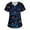 Blue, variant on WTOBBY Women's Casual V-Neck Short Sleeve Work T-Shirt with Small Pocket, Featuring Halloween Print for Caregiver Fashion and Nursing Uniforms,Blue L