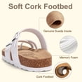 thumbnail image 4 of Litfun Suede Cork Footbed Sandals for Women Summer Arch Support Slide Sandals with Adjustable Buckles, White, 4 of 6
