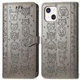 thumbnail image 1 of Funda Cartera FOXDOCK para iPhone 13 Mini , Flip PU con Relieve de Gatos y Perros, Tarjetero y Soporte, 1 of 6