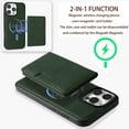 thumbnail image 2 of Detachable Wallet Case for iPhone 12 Pro / iPhone 12 6.1" Card Slots Holder, Premium PU Leather Magnetic Cover Compatible with Mag-Safe, Shockproof Removable Flip Kickstand Protective Case, Green, 2 of 8