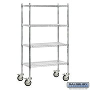 Salsbury Industries 9638M-CHR Wire Shelving - Mobile - 36 Inches Wide - 80 Inches High - 18 Inches Deep - Chrome