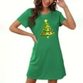 thumbnail image 1 of Camisón corto navideño para mujer, talla grande, cuello redondo, manga corta, estampado en el pecho, vestido de noche para mujer, 1 of 3