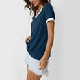 thumbnail image 5 of Plebaso Womens Short Sleeve Tops V Neck Color Block Casual Summer T-Shirts Soft Basic Tee Womens Clothes, 5 of 6
