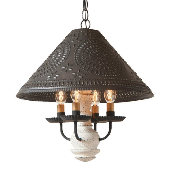 Irvins Country Tinware Wood Homespun Shade Light in Vintage White