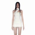 thumbnail image 1 of New Summer Pure Color Backless Halter Bodycon Dress for Women, Elegant Fit, 1 of 6
