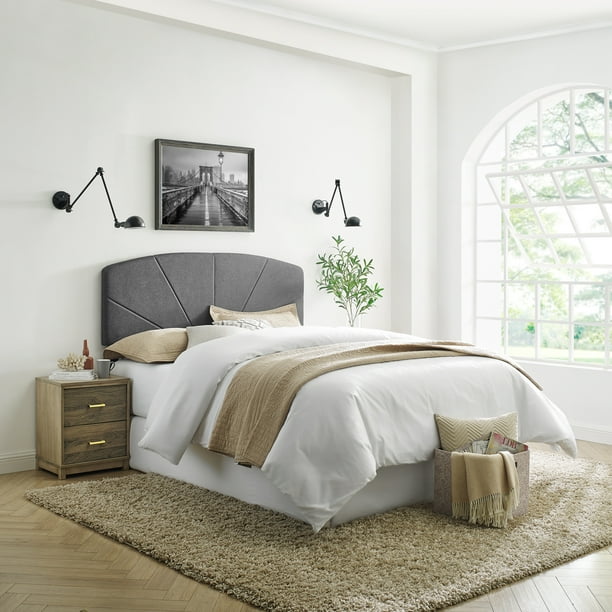 Modern Sleep Brampton Starburst Upholstered Wood Headboard Gray And Full Walmart Com
