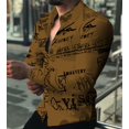 thumbnail image 1 of Camisa de hombre con patrón de letra, solapa, blanca, roja, azul, marrón, verde, impresa en 3D, para exteriores, calle, manga larga, estampada, diseño de moda, 1 of 6
