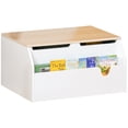 thumbnail image 1 of Qaba Wooden Kids Toy Box with Lid, Toy Trunk Chest with Safety Hinge, White, 1 of 10