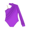 thumbnail image 5 of Sholeno Kids Girls One Shoulder Gymnastics Leotard Ballet Dance Bodysuit Jumpsuit Biketard Dancewear Purple 10, 5 of 6