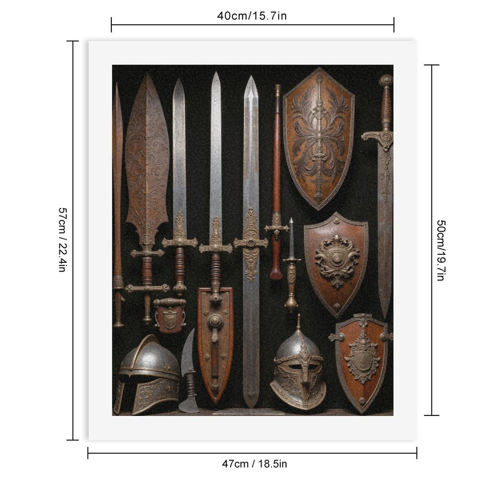 Paint by Numbers Kit for Adults, Medieval Swords Shields Collection Paint by Numbers, Easy Paint by Numbers Kit for Adults Beginner, DIY Adult Paint by Number Kits on Canvas, Home Decor