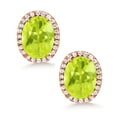 thumbnail image 2 of Gem Stone King 3.78 Ct Oval Yellow Lemon Quartz 18K Rose Gold Plated Silver Earrings, 2 of 5