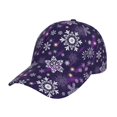 thumbnail image 1 of Balery Christmas Purple Snowflakes Gorra de béisbol de tamaño ajustable para correr, entrenar y actividades al aire libre. Gorra de papá para todas las estaciones., 1 of 6