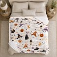 thumbnail image 5 of Whimsical Ghosts Pumpkins Festive autumn celebration Scene, Warm Flannel Blanket for Living Room and Reading Nook, Playful Pet Portrait Pattern, Cat Lovers autumn celebration Gift, 5 of 9
