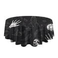 thumbnail image 5 of Black White Gothic Hand Skull Pattern Round Tablecloth 60"x60",Wrinkle Wipeable Table Cloth for Kitchen Dining Room Picnic Patio Party, 5 of 6