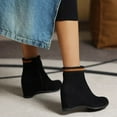 thumbnail image 5 of B91xZ Women's Zipper Booties Elastic Chelsea Boots Mid Heel Slip on Booties,Brown 6.5, 5 of 5