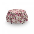 thumbnail image 3 of Flower Ottoman Cover, Pink Magnolia Garden, 2 Piece Slipcover Set with Ruffle Skirt for Square Round Cube Footstool Decorative Home Accent, Standard Size, Pink White Green, by Ambesonne, 3 of 5
