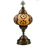 KusKuus Table Lamp 14" Hight Turkish Moroccan Mosaic Table Lamp, Bedside Lamp, Night Lamp Basic Amber G3C7
