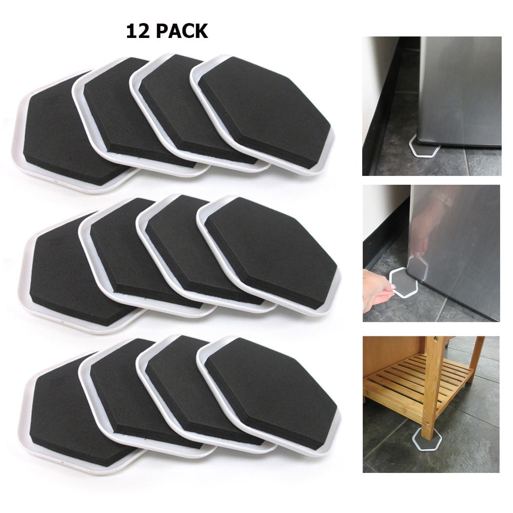 12 PC Soft Furniture Sliders Pads Magic Movers Floor Wood Carpet Floor