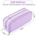 thumbnail image 5 of Rirool Large Capacity Pencil Case, 3 Zipper Compartments Pen Pouch for High School, College, Teachers, Office & Travel Use, Makeup Bag for Teens and Adults, Purple, 5 of 7