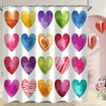 thumbnail image 2 of Valentine''s Day Shower Curtain Colorful Loving Hearts Romantic Theme Bathroom Curtains Valentines Waterproof Fabric Bathtub Curtains Set with Hooks 72"x72", 2 of 6