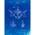 thumbnail image 2 of Borders, Cole 19x24 White Modern Wood Framed Museum Art Print Titled - PP228-Faded Blueprint Ship Steering Wheel Patent Poster, 2 of 4