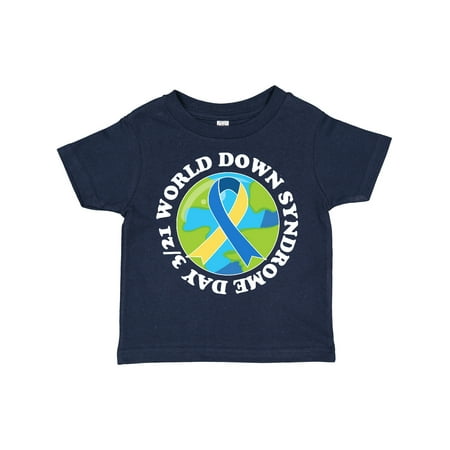 

Inktastic World Down Syndrome Day March 21 with Planet Earth in White Text Gift Toddler Boy or Toddler Girl T-Shirt