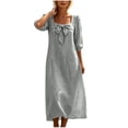 thumbnail image 6 of YuXingFu Wedding Guest Dresses for Women formal Maxi Crew Neck Plus Size Womens Dress Long Sleeve for Beach Long Casual Summer Gray L, 6 of 9