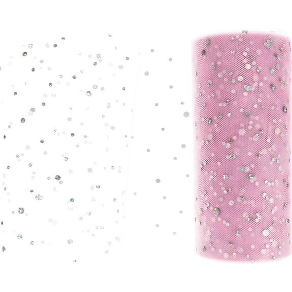 AUQ 1 roll of Glitter Tulle Fabric Roll Tutu Skirt DIY Tulle Fabric Gift Wrapping Ribbon