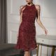 thumbnail image 5 of Vestido ajustado con purpurina para mujer, elegante vestido midi sin mangas, elegante vestido de fiesta y club, 5 of 7