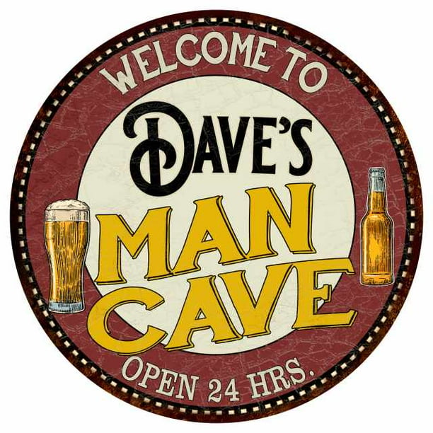 Dave's Man Cave 12" Round Metal Sign Kitchen Bar Wall Décor