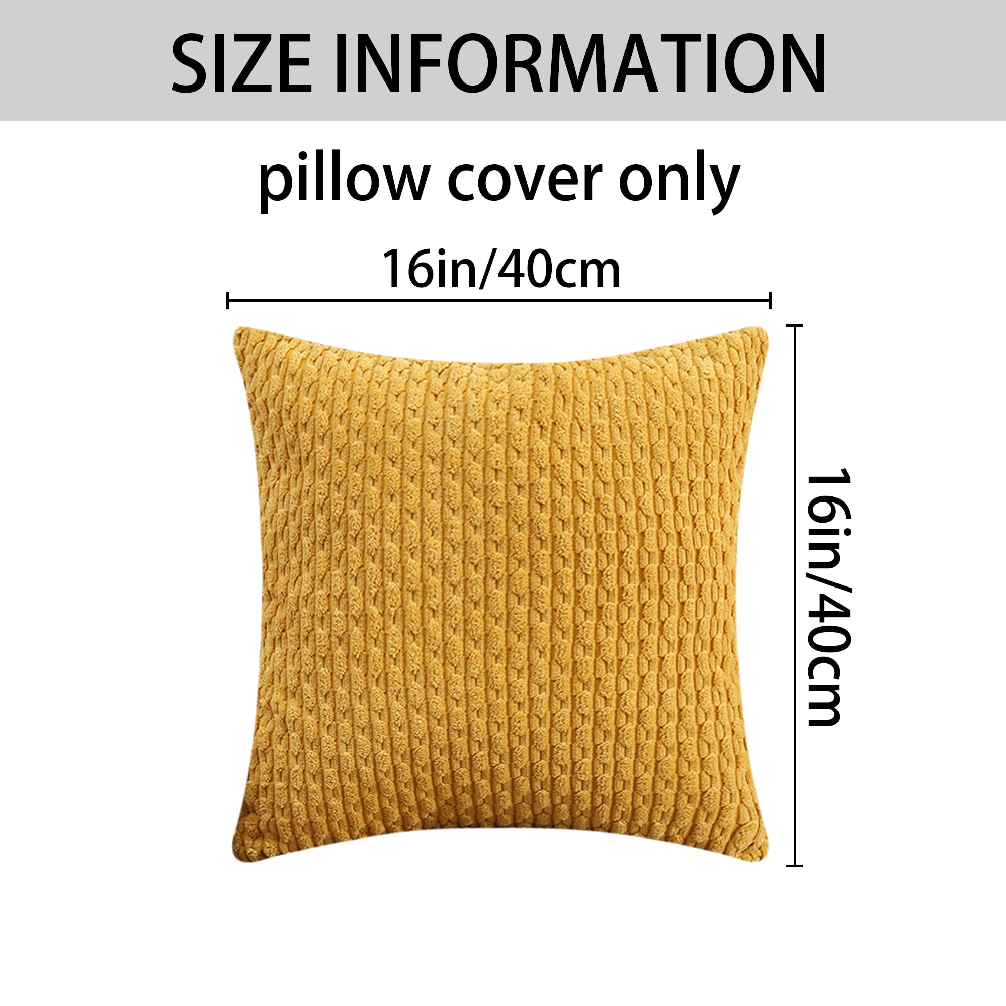 Unique Bargains 2Pcs Decorative Throw Pillow Covers for Sofa Yellow 16" x 16"