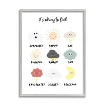 Stupell Industries Okay to Feel Emotions Chart Landscape Painting Gray Framed Art Print Wall Art, 11 x 14