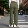 thumbnail image 6 of ZHYou No Boundarie Pants for Women Waffle Knit Drawstring High Waist Wide Leg Baggy Fit Casual Trousers with Pockets,Army Green,Size XL, 6 of 7