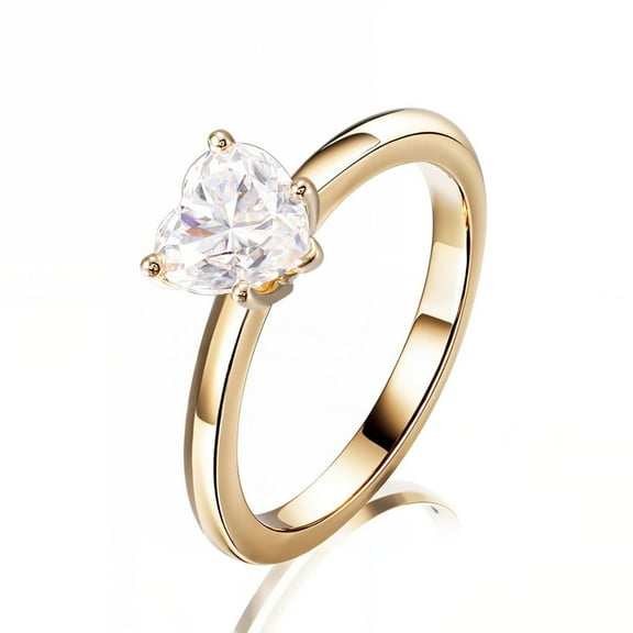 1 Carat Gold Moissanite Rings for Women D Color VVS1 925 Sterling Silver Heart Cut Moissanite Wedding Bands Simulated Diamond Engagement Lab Created Diamond Wedding Ring with Certificate