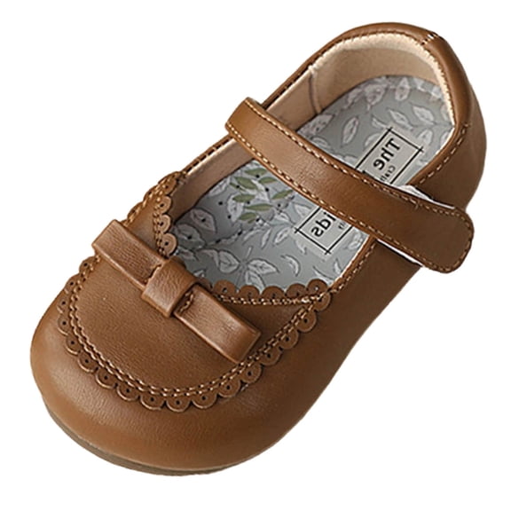 SYMSHOES Girls Brown Mary Jane Shoes | Kids to Big Kids Dress Shoes with Adjustable Strap & Bow for Party & Everyday,Size 10