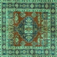 thumbnail image 1 of Ahgly Company Indoor Square Persian Turquoise Blue Traditional Area Rugs, 4' Square, 1 of 4