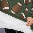 thumbnail image 3 of Oversized Wearable Blanket Hoodie,Football Pattern Sherpa Blanket Hoodie with Super Pockets,Super Warm Fuzzy Pullover for Women & Men, 3 of 6