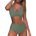 thumbnail image 3 of Huesdet Women's 2 Piece Bikini Set Back Braided Straps with Reversible Bottom(AG,XL), 3 of 7