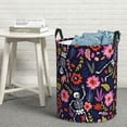 thumbnail image 6 of Sikiie Dancing Skeletons Floral Garden Print Round Dirty Clothes Basket, Waterproof Standing Foldable Storage Basket, for Laundry Room, Bedroom, Bathroom Storage-Small, 6 of 6