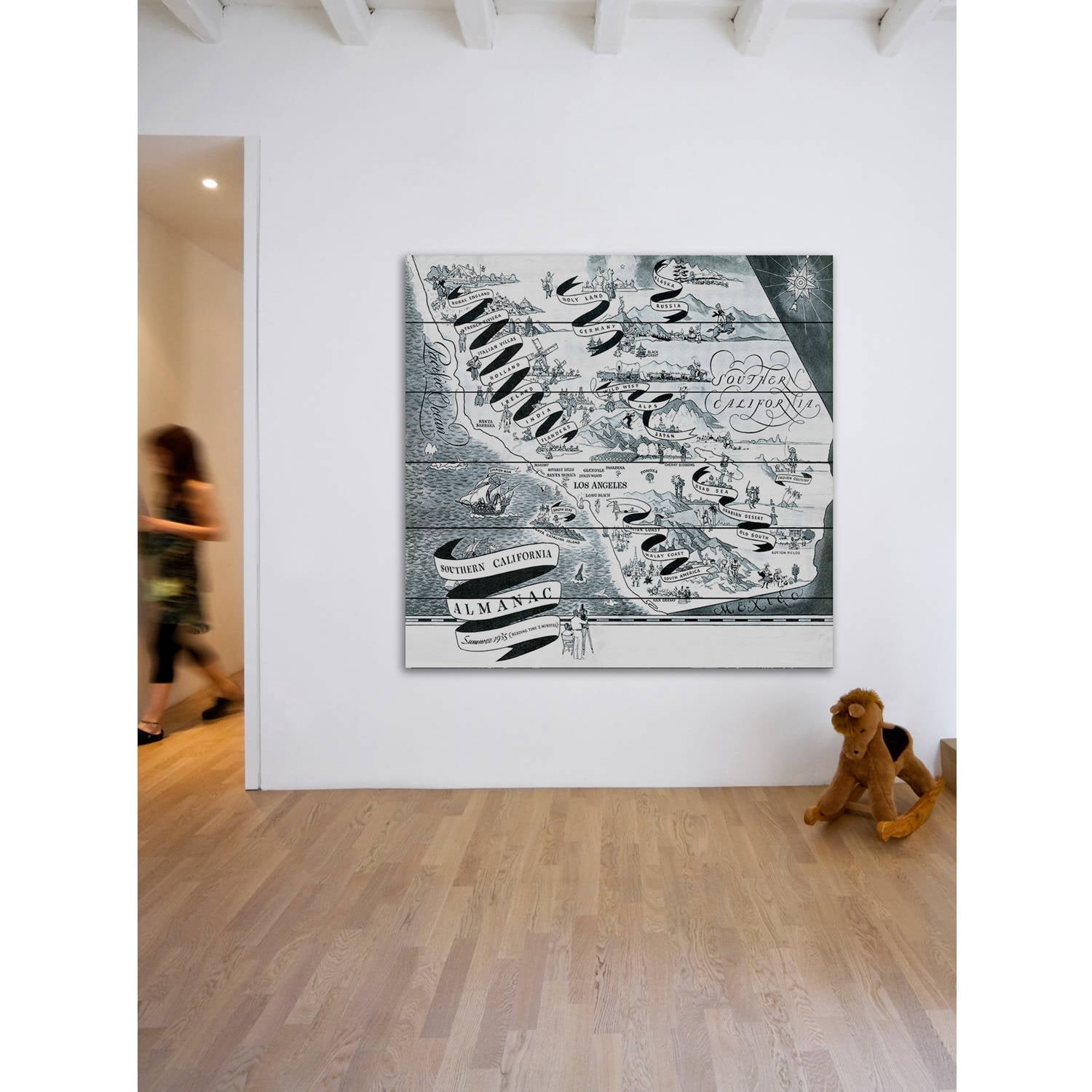 MARMONT HILL - 'Southern California Almanac' Painting Print on White Wood - Multi-Color 18 x 18