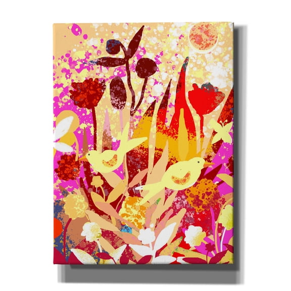 Epic Graffiti 'Birds In Garden' by Holly McGee, Canvas Wall Art, 12"x16"