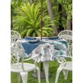thumbnail image 3 of Outdoor Tablecloth with Umbrella Hole for Patio/Picnic/Party/Camping, Teal Grey Flowers Waterproof Table Cloth Round Cover Washable, Spring Watercolor Blooms Floral Plant (Dia 60"), 3 of 9