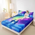 thumbnail image 4 of jejeloiu Cartoon Cute Penguin Full Size Sheets,Colorful Aurora Bed Sheets For Girls Boys 4 Pieces, 4 of 7